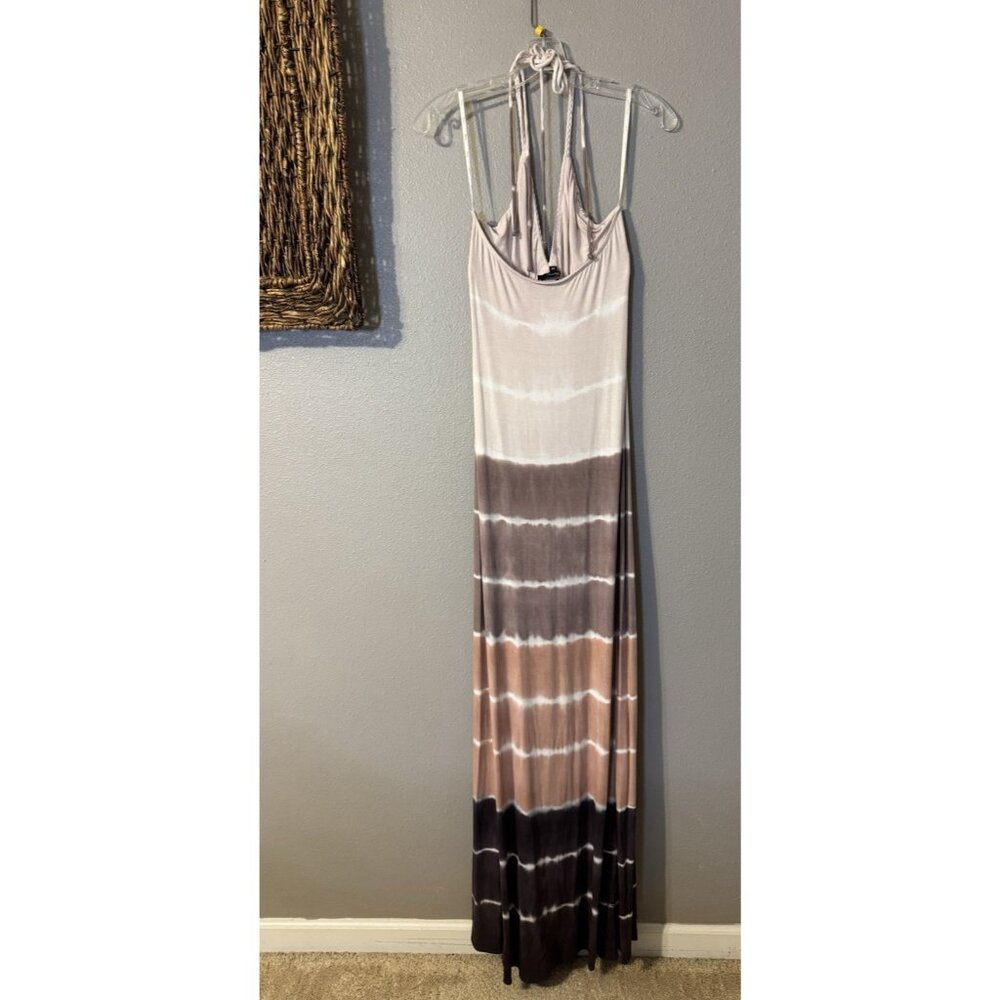 SKY Brand Maxi Dress M Soft Brown Tie Dye Braid Trim Stretch Long NEW - Picture 11 of 13